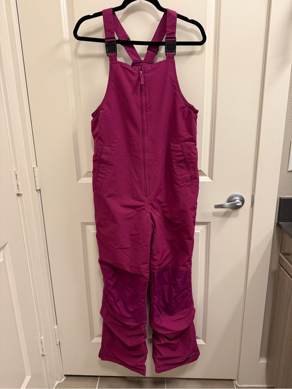Lands End Girls Sz 14H Iron Knee Insulated Snow Winter Bib Dark Magenta